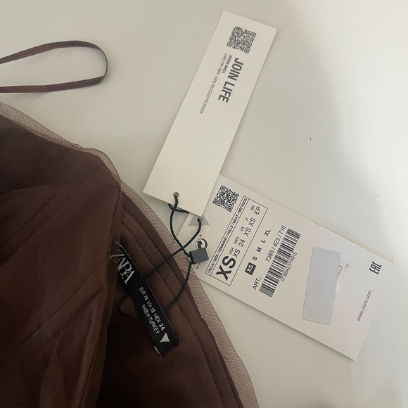 Zara tulle corset top in brown, size xs. NWT - Picture 5 of 10